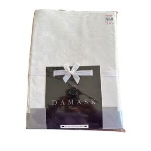 Kemp & Beatley Vienna Damask Tablecloth White Oblong 60"x120" Cotton‎ Blend NOS